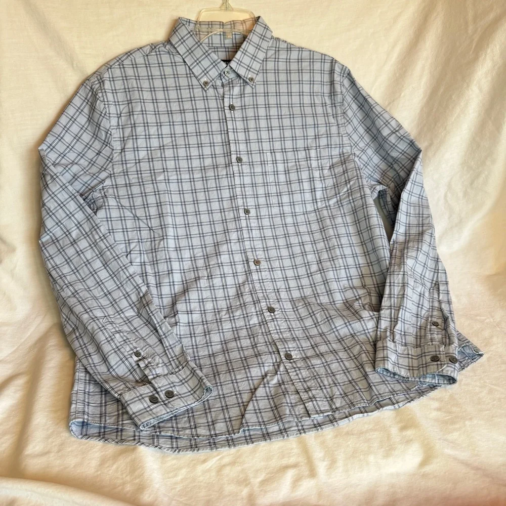 Express Men's Light Blue Checkered Shirt - Picture 3 of 5